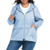 imageZando Plus Size Rain Jacket Womens Waterproof with Hood Windbreaker Travel Rain Coat for Women Lightweight Packable RaincoatLight Blue