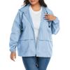 imageZando Plus Size Rain Jacket Womens Waterproof with Hood Windbreaker Travel Rain Coat for Women Lightweight Packable RaincoatLight Blue