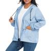 imageZando Plus Size Rain Jacket Womens Waterproof with Hood Windbreaker Travel Rain Coat for Women Lightweight Packable RaincoatLight Blue