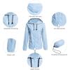 imageZando Plus Size Rain Jacket Womens Waterproof with Hood Windbreaker Travel Rain Coat for Women Lightweight Packable RaincoatLight Blue