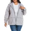 imageZando Plus Size Rain Jacket Womens Waterproof with Hood Windbreaker Travel Rain Coat for Women Lightweight Packable RaincoatLight Gray