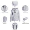 imageZando Plus Size Rain Jacket Womens Waterproof with Hood Windbreaker Travel Rain Coat for Women Lightweight Packable RaincoatLight Gray