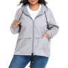 imageZando Plus Size Rain Jacket Womens Waterproof with Hood Windbreaker Travel Rain Coat for Women Lightweight Packable RaincoatLight Gray