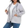 imageZando Plus Size Rain Jacket Womens Waterproof with Hood Windbreaker Travel Rain Coat for Women Lightweight Packable RaincoatLight Gray