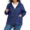 imageZando Plus Size Rain Jacket Womens Waterproof with Hood Windbreaker Travel Rain Coat for Women Lightweight Packable RaincoatNavy Blue