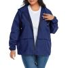 imageZando Plus Size Rain Jacket Womens Waterproof with Hood Windbreaker Travel Rain Coat for Women Lightweight Packable RaincoatNavy Blue