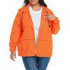 imageZando Plus Size Rain Jacket Womens Waterproof with Hood Windbreaker Travel Rain Coat for Women Lightweight Packable RaincoatOrange