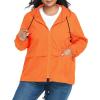 imageZando Plus Size Rain Jacket Womens Waterproof with Hood Windbreaker Travel Rain Coat for Women Lightweight Packable RaincoatOrange