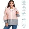 imageZando Plus Size Rain Jacket Womens Waterproof with Hood Windbreaker Travel Rain Coat for Women Lightweight Packable RaincoatPink Gray
