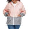 imageZando Plus Size Rain Jacket Womens Waterproof with Hood Windbreaker Travel Rain Coat for Women Lightweight Packable RaincoatPink Gray