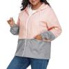 imageZando Plus Size Rain Jacket Womens Waterproof with Hood Windbreaker Travel Rain Coat for Women Lightweight Packable RaincoatPink Gray
