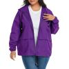 imageZando Plus Size Rain Jacket Womens Waterproof with Hood Windbreaker Travel Rain Coat for Women Lightweight Packable RaincoatPurple