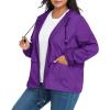imageZando Plus Size Rain Jacket Womens Waterproof with Hood Windbreaker Travel Rain Coat for Women Lightweight Packable RaincoatPurple