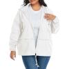 imageZando Plus Size Rain Jacket Womens Waterproof with Hood Windbreaker Travel Rain Coat for Women Lightweight Packable RaincoatWhite