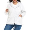 imageZando Plus Size Rain Jacket Womens Waterproof with Hood Windbreaker Travel Rain Coat for Women Lightweight Packable RaincoatWhite