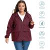 imageZando Plus Size Rain Jacket Womens Waterproof with Hood Windbreaker Travel Rain Coat for Women Lightweight Packable RaincoatWind Red