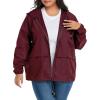 imageZando Plus Size Rain Jacket Womens Waterproof with Hood Windbreaker Travel Rain Coat for Women Lightweight Packable RaincoatWind Red