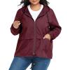 imageZando Plus Size Rain Jacket Womens Waterproof with Hood Windbreaker Travel Rain Coat for Women Lightweight Packable RaincoatWind Red