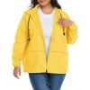 imageZando Plus Size Rain Jacket Womens Waterproof with Hood Windbreaker Travel Rain Coat for Women Lightweight Packable RaincoatYellow