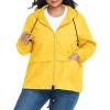 imageZando Plus Size Rain Jacket Womens Waterproof with Hood Windbreaker Travel Rain Coat for Women Lightweight Packable RaincoatYellow