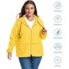 imageZando Plus Size Rain Jacket Womens Waterproof with Hood Windbreaker Travel Rain Coat for Women Lightweight Packable RaincoatYellow
