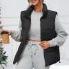 imageZando Puffer Vest Women Outerwear Vests Sleeveless Stand Collar Oversized Zip Up Padded Puffy Winter Gilet Jacket CoatBlack