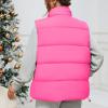 imageZando Puffer Vest Women Outerwear Vests Sleeveless Stand Collar Oversized Zip Up Padded Puffy Winter Gilet Jacket CoatHot Pink