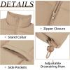 imageZando Puffer Vest Women Outerwear Vests Sleeveless Stand Collar Oversized Zip Up Padded Puffy Winter Gilet Jacket CoatKhaki