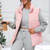 imageZando Puffer Vest Women Outerwear Vests Sleeveless Stand Collar Oversized Zip Up Padded Puffy Winter Gilet Jacket CoatPink