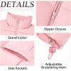 imageZando Puffer Vest Women Outerwear Vests Sleeveless Stand Collar Oversized Zip Up Padded Puffy Winter Gilet Jacket CoatPink