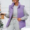imageZando Puffer Vest Women Outerwear Vests Sleeveless Stand Collar Oversized Zip Up Padded Puffy Winter Gilet Jacket CoatPurple