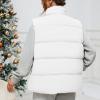 imageZando Puffer Vest Women Outerwear Vests Sleeveless Stand Collar Oversized Zip Up Padded Puffy Winter Gilet Jacket CoatWhite