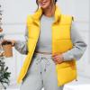 imageZando Puffer Vest Women Outerwear Vests Sleeveless Stand Collar Oversized Zip Up Padded Puffy Winter Gilet Jacket CoatYellow