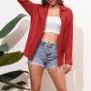 imageZando Sequin Tops for Women Button Down Shirt Sparkly Tops for Women Sparkle Tops for Women Sequin Top Casual Party Club01 Red