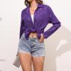 imageZando Sequin Tops for Women Button Down Shirt Sparkly Tops for Women Sparkle Tops for Women Sequin Top Casual Party ClubDark Purple