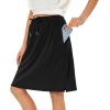 imageZando Tennis Skirts for Women with Pockets Athletic Knee Length Golf Casual Skorts Shorts Sports Drawstring Waist SkirtBlack
