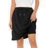 imageZando Tennis Skirts for Women with Pockets Athletic Knee Length Golf Casual Skorts Shorts Sports Drawstring Waist SkirtBlack