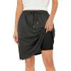 imageZando Tennis Skirts for Women with Pockets Athletic Knee Length Golf Casual Skorts Shorts Sports Drawstring Waist SkirtDark Grey