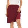 imageZando Tennis Skirts for Women with Pockets Athletic Knee Length Golf Casual Skorts Shorts Sports Drawstring Waist SkirtDark Red