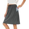 imageZando Tennis Skirts for Women with Pockets Athletic Knee Length Golf Casual Skorts Shorts Sports Drawstring Waist SkirtGrey