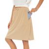 imageZando Tennis Skirts for Women with Pockets Athletic Knee Length Golf Casual Skorts Shorts Sports Drawstring Waist SkirtKhaki
