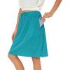 imageZando Tennis Skirts for Women with Pockets Athletic Knee Length Golf Casual Skorts Shorts Sports Drawstring Waist SkirtLight Blue
