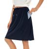 imageZando Tennis Skirts for Women with Pockets Athletic Knee Length Golf Casual Skorts Shorts Sports Drawstring Waist SkirtNavy
