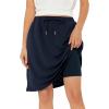imageZando Tennis Skirts for Women with Pockets Athletic Knee Length Golf Casual Skorts Shorts Sports Drawstring Waist SkirtNavy
