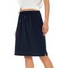 imageZando Tennis Skirts for Women with Pockets Athletic Knee Length Golf Casual Skorts Shorts Sports Drawstring Waist SkirtNavy