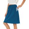 imageZando Tennis Skirts for Women with Pockets Athletic Knee Length Golf Casual Skorts Shorts Sports Drawstring Waist SkirtNavy Blue
