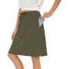 imageZando Tennis Skirts for Women with Pockets Athletic Knee Length Golf Casual Skorts Shorts Sports Drawstring Waist SkirtNavy Green