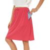 imageZando Tennis Skirts for Women with Pockets Athletic Knee Length Golf Casual Skorts Shorts Sports Drawstring Waist SkirtRed