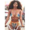 imageZando Women Tribal Print Bikini African Metallic Swimsuit Two Piece Beachwear Cutout Halter Neck Bathing Suit SwimwearBlue