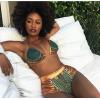 imageZando Women Tribal Print Bikini African Metallic Swimsuit Two Piece Beachwear Cutout Halter Neck Bathing Suit SwimwearGreen